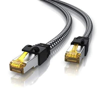 Abbildung von CSL 0,5m 50cm Cat 7 Netzwerkkabel Gigabit Ethernet LAN Kabel Baumwollmantel 10000 Mbit S Patchkabel Cat.7 Rohkabel FTP Pimf Schirmung mit RJ 45 Stecker Switch Router Modem Access Point