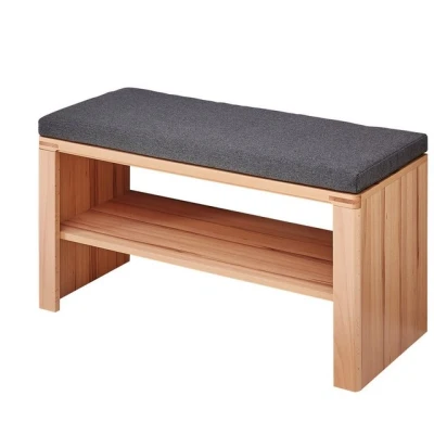 Abbildung von möbelando Schuhbank &gt;Nature One&lt; in Kernbuche Teil massiv FSC Zertifiziert Moderne Sitzbank mit Sitzfläche und Ablageboden 90/48 / 40 cm (B/H/T)