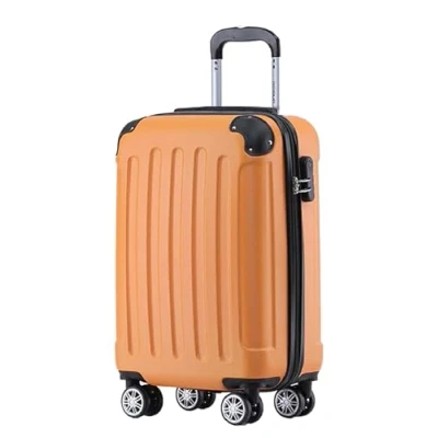 Abbildung von BEIBYE Hartschalen Koffer Trolley Rollkoffer Reisekoffer Sicherheit Zahlenschloß Zwillingsrolle ABS Material Handgepäck 4 Rollen (M L XL Set) (Orangen, M)