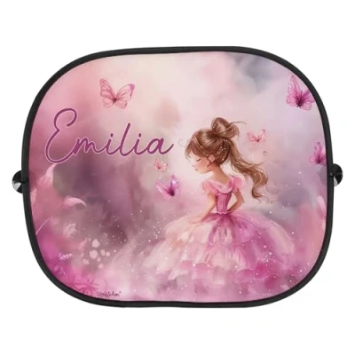 Abbildung von Striefchen® Sonnenschutz für Seitenscheiben Auto Kinder mit Namensaufdruck (Prinzessin)