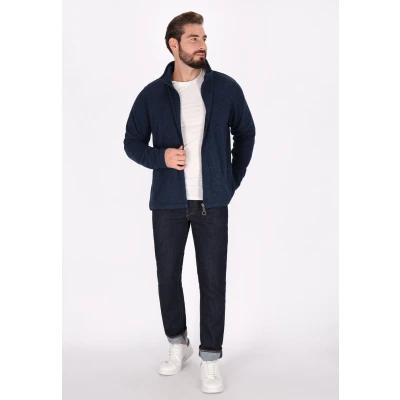 Abbildung von Dreimaster Fleecejacke, Herren, Größe: Large, Marine melange