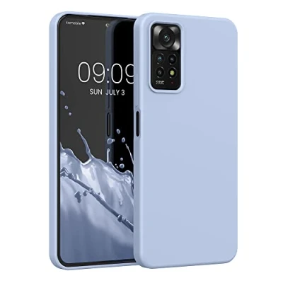 Abbildung von kwmobile Hülle kompatibel mit Xiaomi Redmi Note 11 Pro / (5G) 12 (4G) Silikon Handy Case Handyhülle weiche Oberfläche kabelloses Laden Hellblau matt