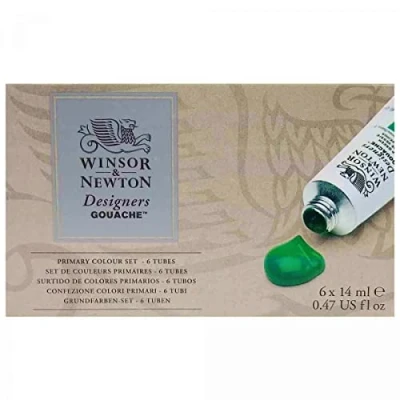 Abbildung von Winsor &amp; Newton 0690174 Designers Gouache, feinste künstlerfarbe, primärfarben 6 Farben in 14ml Tuben, gouache Set, x 14 ml