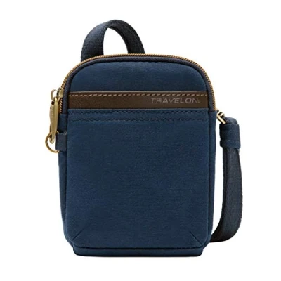 Abbildung von Travelon Mini Umhängetasche, Diebstahlschutz, Motiv Kurier, navy, 4.5&quot; x 6.5&quot; 1.75&quot;, Umhängetasche mit Diebstahlschutz