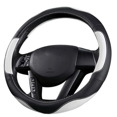 Abbildung von Pahajim Lenkradbezug Auto Lenkradhülle Microfiber Leder Steering Wheel Cover Universal rutschfest Lenkradhüllen 38cm Lenkradschutz für LKW/Auto/Jeep/SUV Schwarz Weiß