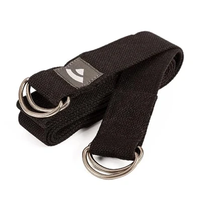 Abbildung von Yamala Belt Yogagurt 2 in 1. Baumwolle schwarz. Metallringe an beiden Enden