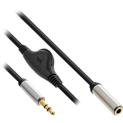 Abbildung von InLine 99253B Slim Audio Kabel Klinke 3,5mm ST / BU, mit Lautstärkeregler, 0,25m