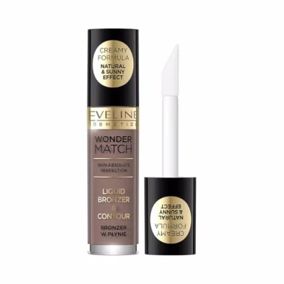 Abbildung von Eveline Cosmetics Wonder Match Flüssiger Bronzer Ultraleichte cremige Formel für alle Hauttypen und töne, einfache Anwendung, langanhaltendes Finish, erhältlich in zwei Nuancen