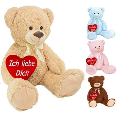 Abbildung von BRUBAKER Kuscheltier XXL Teddybär 100 cm groß mit Ich Liebe Dich Herz (Valentinstagsgeschenk, 1 St), großer Teddy Bär, Stofftier Plüschtier