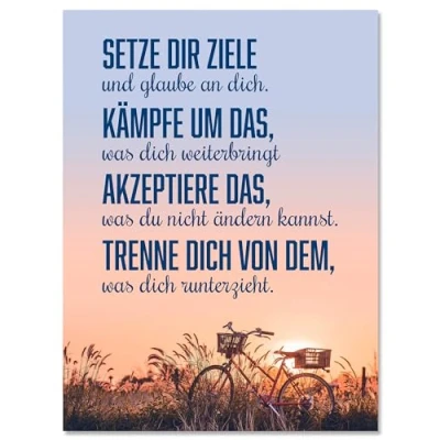 Abbildung von wandmotiv24 Leinwandbild Motivation, Hochformat, setze dir Ziele, Fahrrad M0374