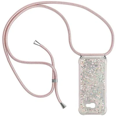 Abbildung von HongMan Handykette Hülle Kompatibel mit Samsung Galaxy A3 2017 A320 Quicksand Glitzer Band Silikon Handyhülle Kordel Umhängenband Schnur Treibsand Case zum Umhängen