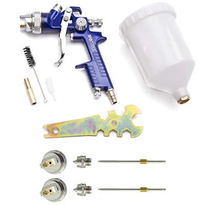 Abbildung von IPOTOOLS HVLP Lackierpistole Spritzpistole 1,4mm + 1,7mm &amp; 2,0mm Düse H 827P Profi Farbsprühsystem Spraypistole mit 600 ml Plastikbecher und Edelstahldüse 2X Düsensatz