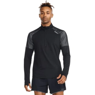 Abbildung von 2XU Herren Light Speed 1/2 Zip T Shirt, Schwarz/Silber Reflective, XL