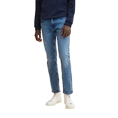 Abbildung von TOM Tailor Denim Piers Jeans Slim Fit, Herren, Größe: 28x32, Destroyed light stone blue den
