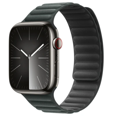 Abbildung von Apple Watch Armband Original Echtes Leder Grün Geeignet für Series 1 9 / SE Ultra (2)