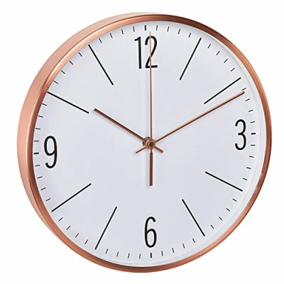 Abbildung von TFA Dostmann 60.3534.51 Funk Wanduhr mit Rahmen aus kupferfarbenem Metall und Sweep Werk (Kupfer Batterie)