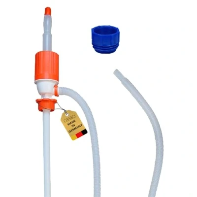 Abbildung von ABACUS® Fasspumpe säurefest Dieselpumpe Benzinpumpe inkl. Adapter mit 70mm Außengewinde Ideal für Benzin, Motoröl, Wasser, Säuren, Laugen &amp; Diesel Umfüllpumpe, Siphonpumpe, Absaugpumpe