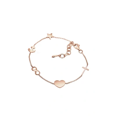 Abbildung von Elli Kreuz HERZ Infinity Anker Stern Armband, Damen, Größe: 16, Roségold