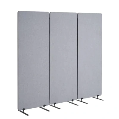 Abbildung von VEVOR Raumteiler 3 Paneele Paravent 1840 x 350 1655 mm, Faltbarer Sichtschutz &amp; tragbarer Trennwandteiler aus PET Polyester zur Raumtrennung, für Büro Schlafzimmer Arbeitszimmer, hellgrau