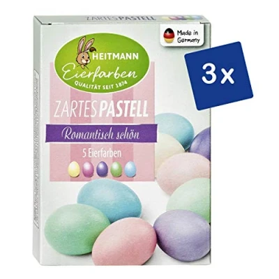 Abbildung von Heitmann Eierfarben Zartes Pastell 3er Pack 3 x 5 flüssige Kaltfarben Ostern Ostereier bemalen, Ostereierfarbe