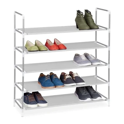 Abbildung von Relaxdays 1 x Schuhregal mit 5 Ablagen, Schuhablage für 20 Paar Schuhe, beliebig erweiterbar, HxBxT: 90,5x87x29,5 cm, weiß