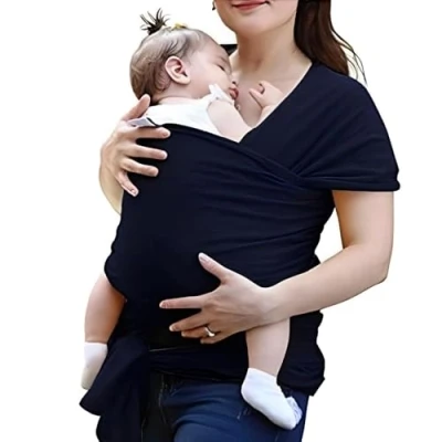 Abbildung von Tragetuch Baby elastisch für Neugeborene und Kleinkinder, Babytragetuch Kindertragetuch Bauchtrage Sling Innerhalb 16 KG von VOARGE, schwarz