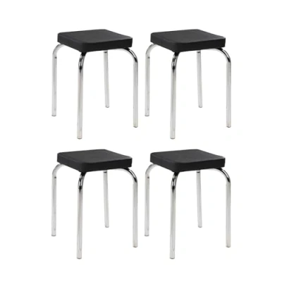 Abbildung von HAKU Sitzhocker Stapelhocker PIK, 4er Set, Schwarz, Kunstleder, stapelbar