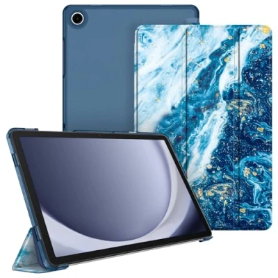 Abbildung von Fintie Hülle für Samsung Galaxy Tab A9 Plus 11 Zoll 2023, Ultradünn Schutzhülle mit Translucent Rückseite Cover Auto Schlaf/Wach Funktion Tablet A9+ SM X210/X216/X218, Meeresblau