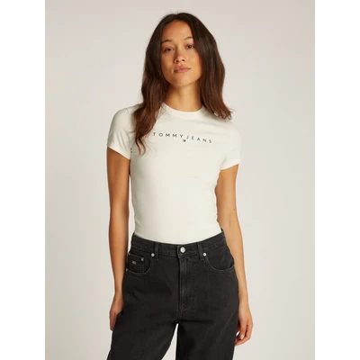 Abbildung von Tommy Jeans SLIM Linear TEE Tshirt print, Damen, Größe: 52, Ancient white