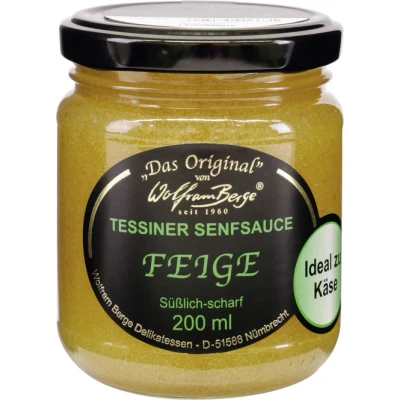 Abbildung von Wolfram Berge Original Tessiner Grüne Feigen Senfsauce Feinkostsauce aus pürierten kandierten mit fein scharfem Senfgeschmack.Hergestellt im Schweizer Tessin. 3er Pack (3 x 200 ml)