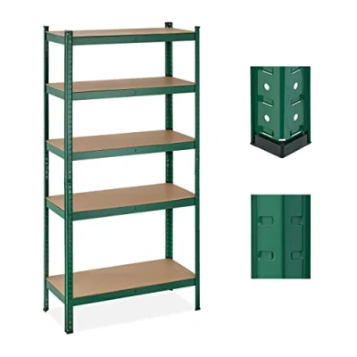 Abbildung von Relaxdays Schwerlastregal, 5 Ebenen, HBT 180 x 90 40 cm, 875 kg Tragkraft, Metall, Lagerregal für Keller, Garage, grün