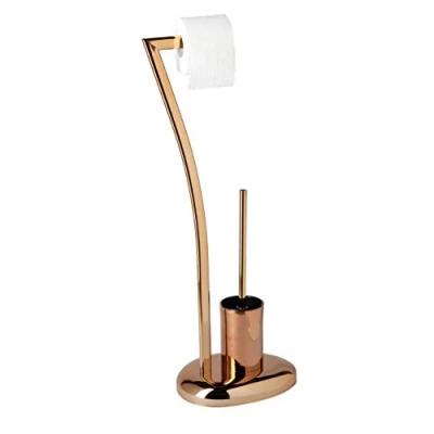 Abbildung von relaxdays Toilettenpapierhalter Stand WC Garnitur WIMEDO Kupfer
