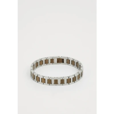 Abbildung von Lacoste Metropole Armband silvercoloured/ khaki, Herren, Größe: One Size, Silver coloured/ khaki