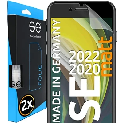 Abbildung von S.E für Schutzfolie iPhone SE, matt entspiegelt, 2X Full Screen, Positionierhilfe, SE 2020, 2022, Matte Displayfolie, Folie aus Deutschland