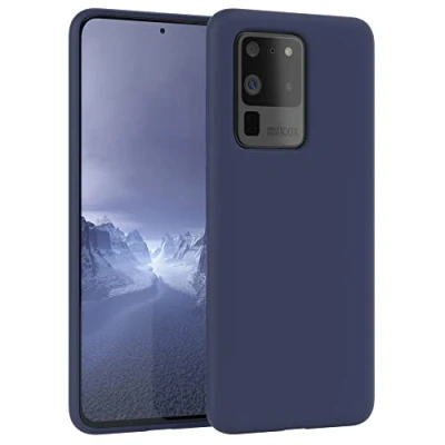 Abbildung von EAZY CASE Premium Silikon Handyhülle kompatibel mit Samsung Galaxy S20 Ultra / 5G, Slimcover Kameraschutz und Innenfutter, Silikonhülle, Schutzhülle, Bumper, Handy Case, Nacht Blau
