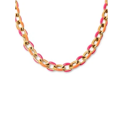 Abbildung von SINGULARU Link Tropical Halskette. Edelstahl mit 18 Kt Vergoldeter Beschichtung. Schmuck für Damen.