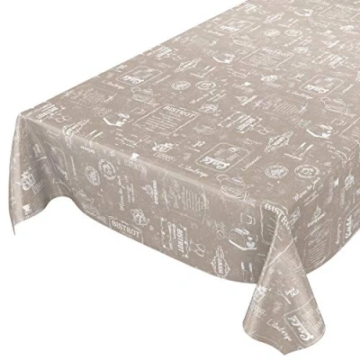 Abbildung von ANRO Wachstuchtischdecke Wachstuch Wachstischdecke Tischdecke abwaschbar Beige Bistro Retro Modern Rund 140cm eingefasst