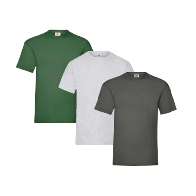 Abbildung von Fruit of the Loom Herren Heavy T Shirt 3er Pack, 1 x Grau, Flaschengrün, Graphit und HL Kauf Notizblock, XL