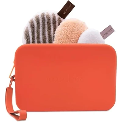 Abbildung von Nachhaltiges wiederverwendbares waschies Set Apricot Kosmetiktasche mit Abschmink , Toner und Peelingpad Waschbar, Perfektes Reise Geschenkset für Frauen, Jugendliche, Erwachsene