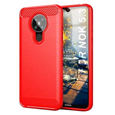 Abbildung von SCL Nokia 5.3 Hülle für Hülle, [Rot] Handyhülle Exquisite Serie Carbon Design Schutzhülle mit Anti Kratzer und Stoß Absorbtion Technologie