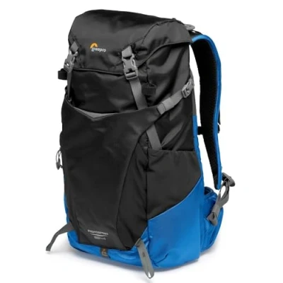 Abbildung von Lowepro PhotoSport BP 24L AW III, Wander Kamerarucksack für Spiegellose, seitlicher Zugriff, herausnehmbarer Kameraeinsatz und Zubehörgurtsystem, Blau un Schwarz, kompatibel mit Sony α7