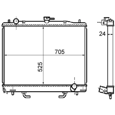 Abbildung von MAHLE ORIGINAL CR 1072 000S Kühler, Motorkühlung für Fahrzeuge mit/ohne Klimaanlage 705 525 24 Kühlrippen gelötet MITSUBISHI: PAJERO 3