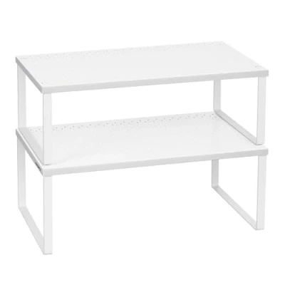 Abbildung von SONGMICS Gewürzregal, 2er Set, Küchenregal, Küchen Organizer, Küche, Gewürzhalter, erweiterbar, stapelbar, kleines Regal, Metall, weiß KCS401W01