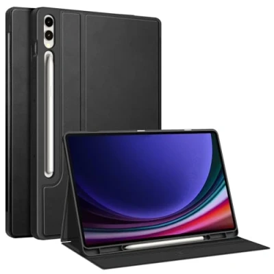 Abbildung von Fintie Hülle für Samsung Galaxy Tab S10+ Plus/S9+ Plus 12.4 Zoll Tablet, Soft TPU Rückseite Gehäuse Folio Schutzhülle mit S Pen Halter und Auto Schlaf/Wach, Schwarz