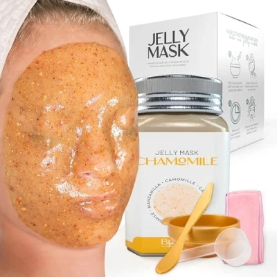 Abbildung von BRÜUN Peel Off Chamomile Jelly Mask for Face Care A 23 fl oz Rubber Jar 30 to 35 Treatments Skin Moisturizing Gel of Spa Set Men, Women and Adults