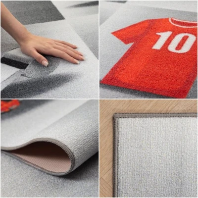 Abbildung von Kinderteppich Fußball Design, Carpettex, Rechteckig, Höhe: 7 mm, Design Teppich Kinderzimmer Rutschfest Waschbar