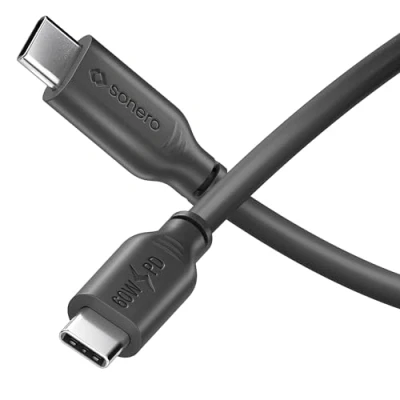 Abbildung von Sonero® USB C auf Ladekabel, Handy Schnellladekabel C, Kabel Typ 2.0, 60W PD, schwarz, 1,50m
