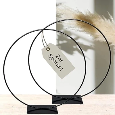 Abbildung von Bada Bing 2er Sparset Dekoring mit Fuß in schwarz Metallring zum Hinstellen Ø ca. 30 cm vielseitige Dekoration für Trockenblumen Kranz Deko Weihnachten Ring DIY Basteln