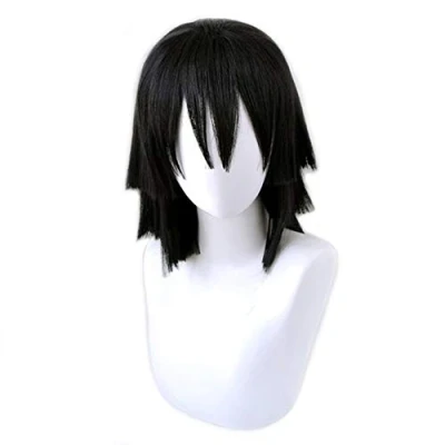 Abbildung von HIROAKIYA Obanai Iguro Wig, Demon Slayer Kimetsu no Yaiba Cosplay Wig with Cap