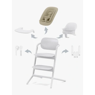 Abbildung von Cybex Lemo 4 in 1 Hochstuhl inkl. Babywippe, Babyset und Tablett, All White